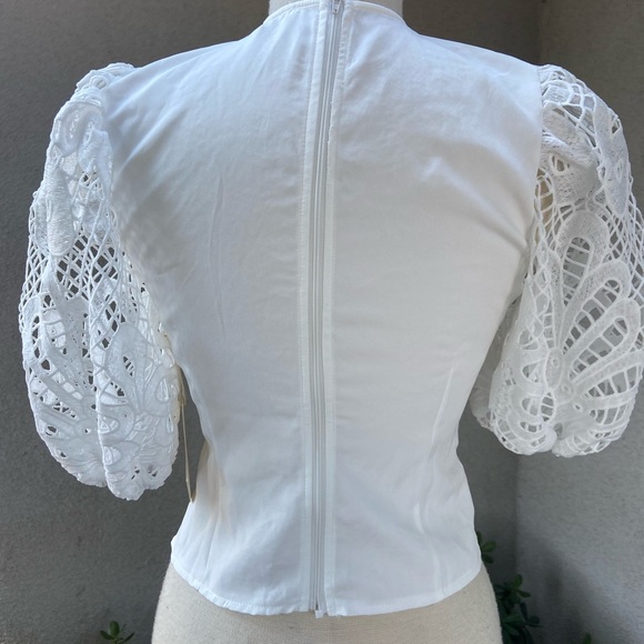 Peach Clothing NWT white front sheer lace top back zipper size Small - Picture 8 of 10